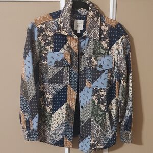 Cleo Patchwork Jacket in Blue and Brown